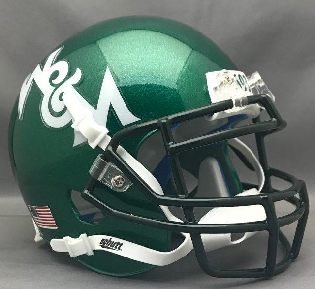 metallic green football helmet