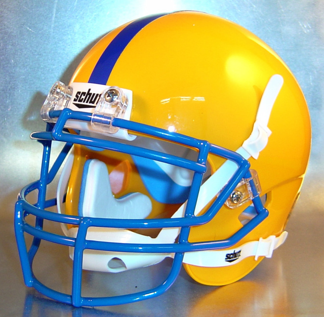 blue and yellow football helmet