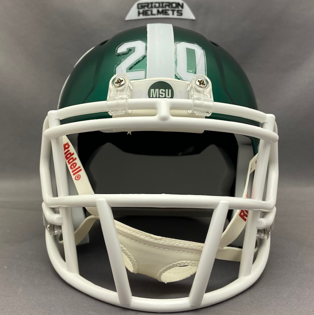 Michigan State Spartans 9-10-2022 NEON outlined Spartan Satin Green Helmet  Green mask green Bumpers