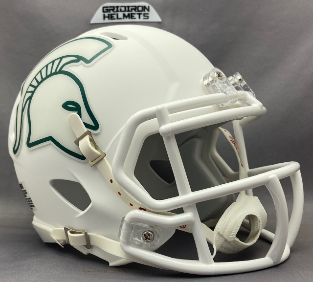 Michigan State Spartans 10-29-2022 Matte White Helmet / White Facemask ...