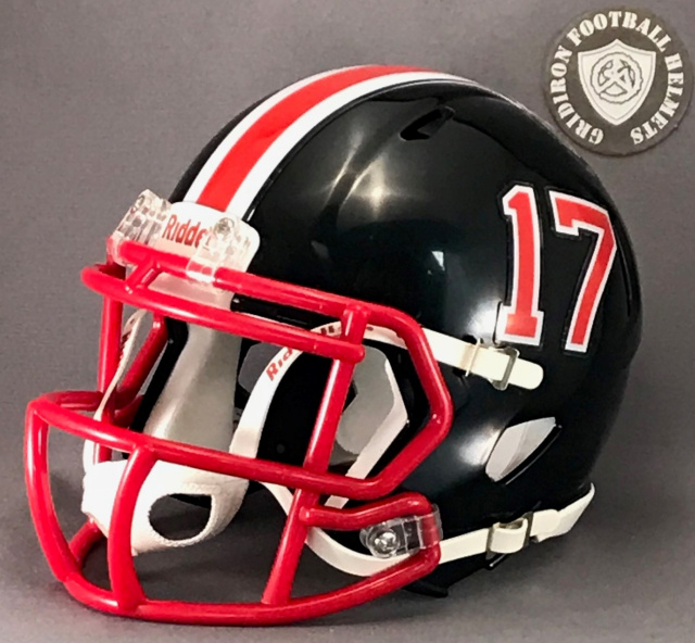 red and black football helmet